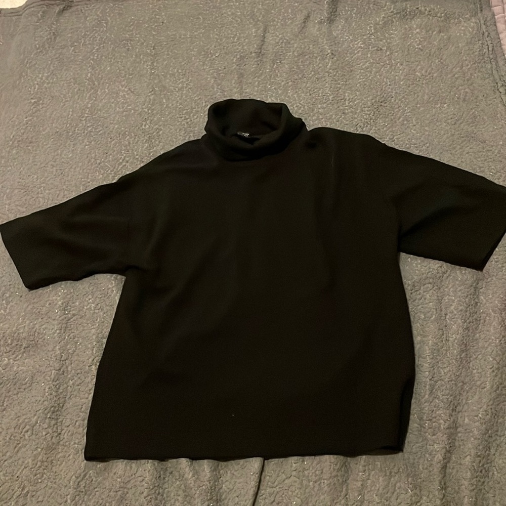J. Crew Black Short-Sleeve Turtleneck Top